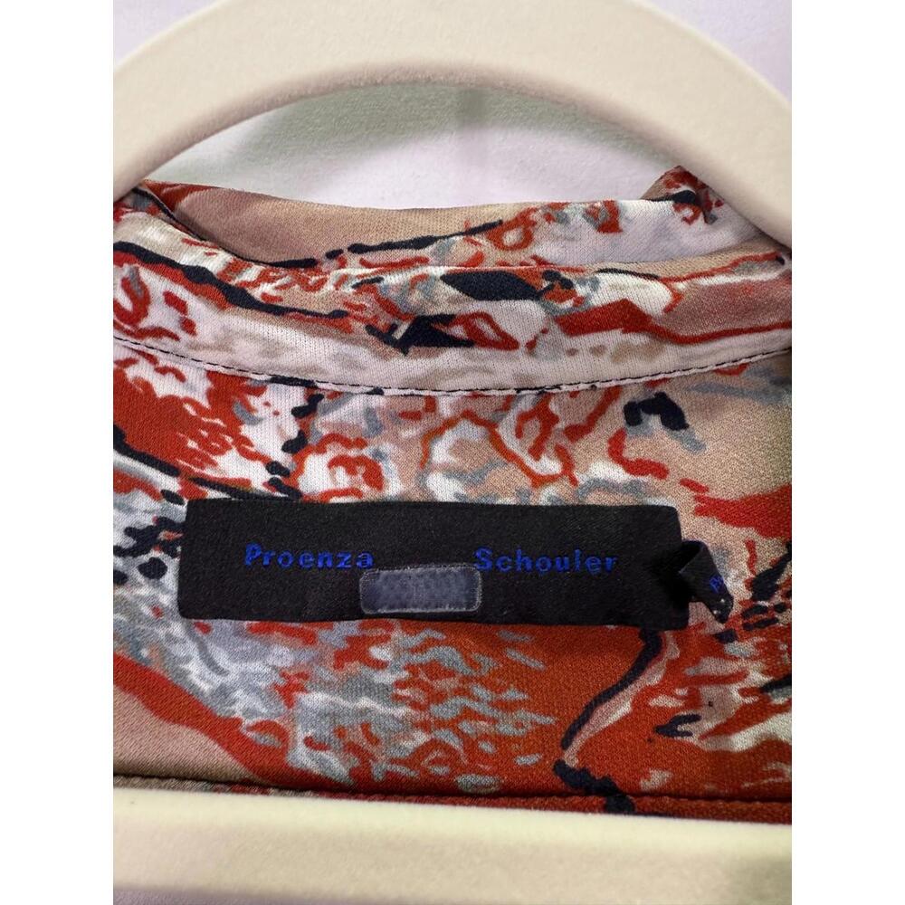 Proenza Schouler Red Beige & White Swirl Print Shirtdress Size 12 - Picture 5 of 6